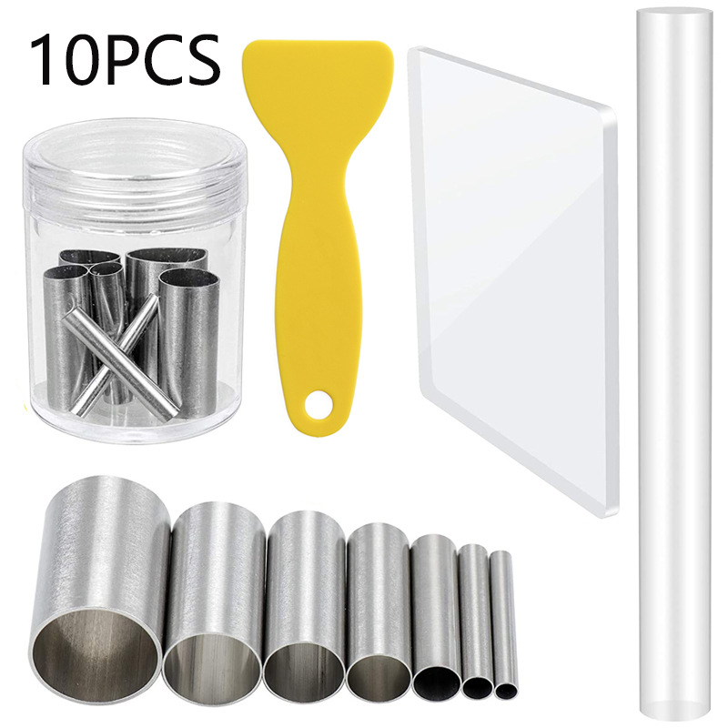 Pottery Tools 10 Pieces of suit Clay Hand-made Round Cutter Mold Mud Board Mud Scraper Acrylic