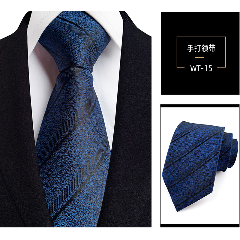 Picture of 8cm hand tie polyester yarn-dyed men's formal wear striped professional business suit accessories manufacturers in stock wholesale