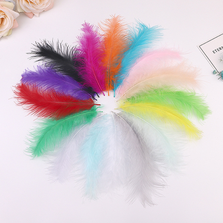 Cross-Border Wholesale Turkey Feathers Pointed Tail Velvet Feathers Colorful Feathers Dream Catcher Feathers Feather Lamp Wave Ball Feathers
