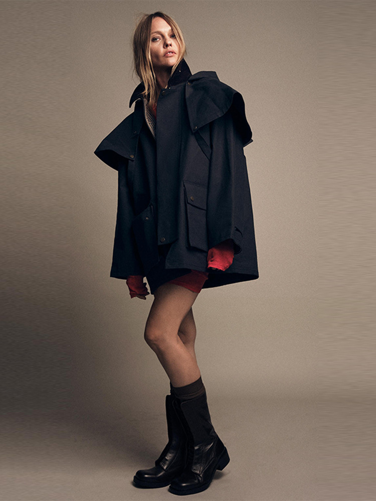 Cross-Border American Style 2025 Autumn and Winter New Detachable Hooded Cape Short Jacket Women's Versatile Coat