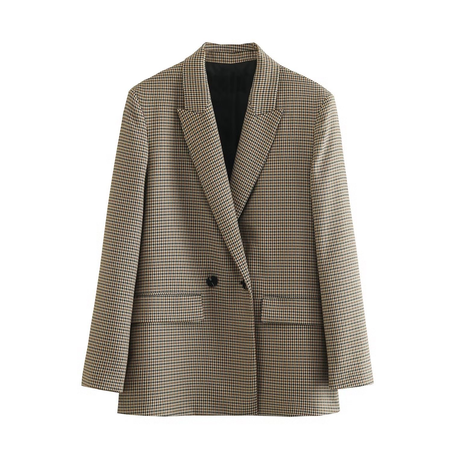 Picture of Fall 2023 new European and American cross-border Women's urban casual solid color straight loose double-breasted suit jacket