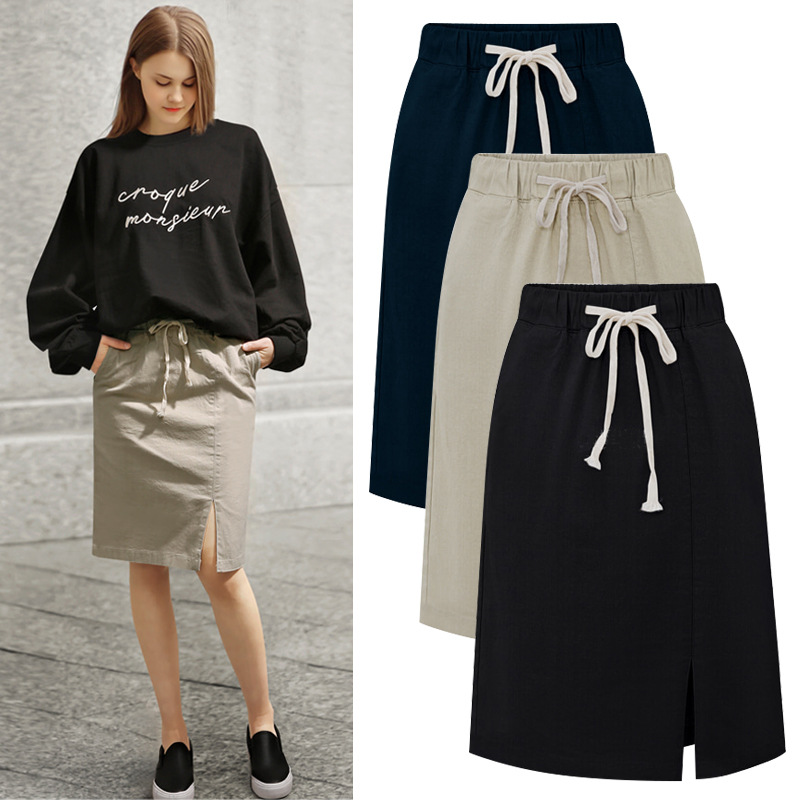 Women's Skirt for Summer 200 Jin New Loose Large Size Elastic Waist Fairy French Niche A- Line Skirt Mid-Length Hip Skirt