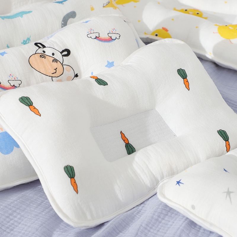 Picture of Baby Pillow Newborn Baby Pillow Shaped Pillow Anti-Eccentric Head Four-Season Universal Printed Gauze Summer Manufacturer Wholesale