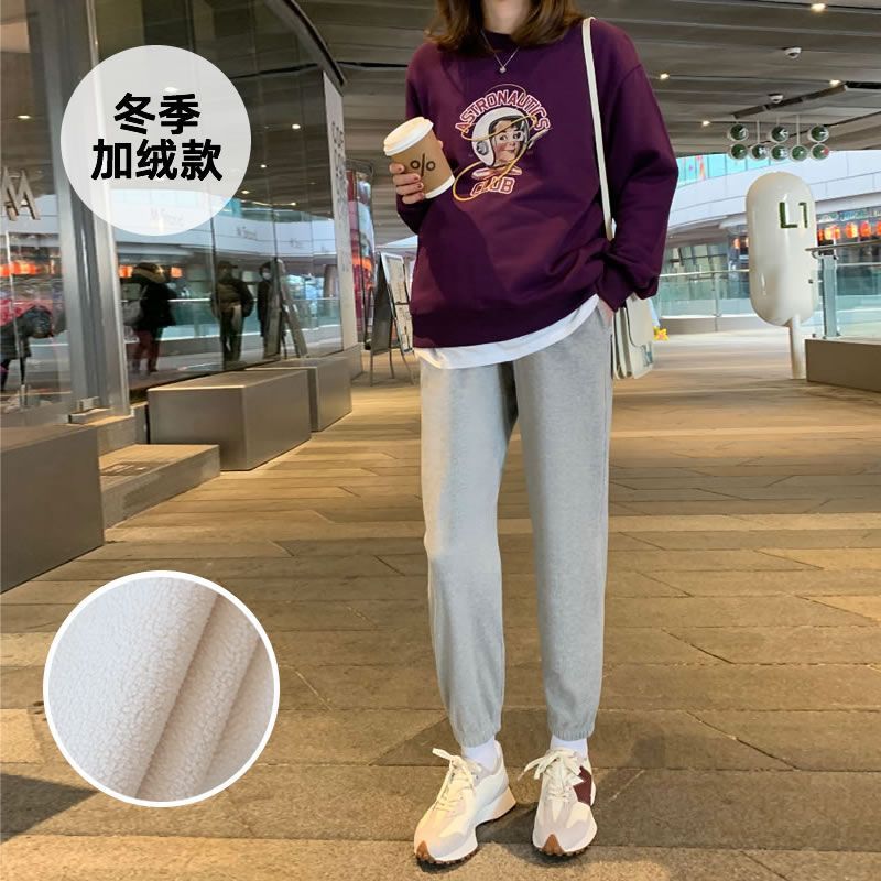Picture of Pregnant Women's Pants Autumn and Winter Outer Wear Comfortable Leg-binding Pants fleece-lined Thickened Loose Sports Pants Autumn Pregnant Women's Wear