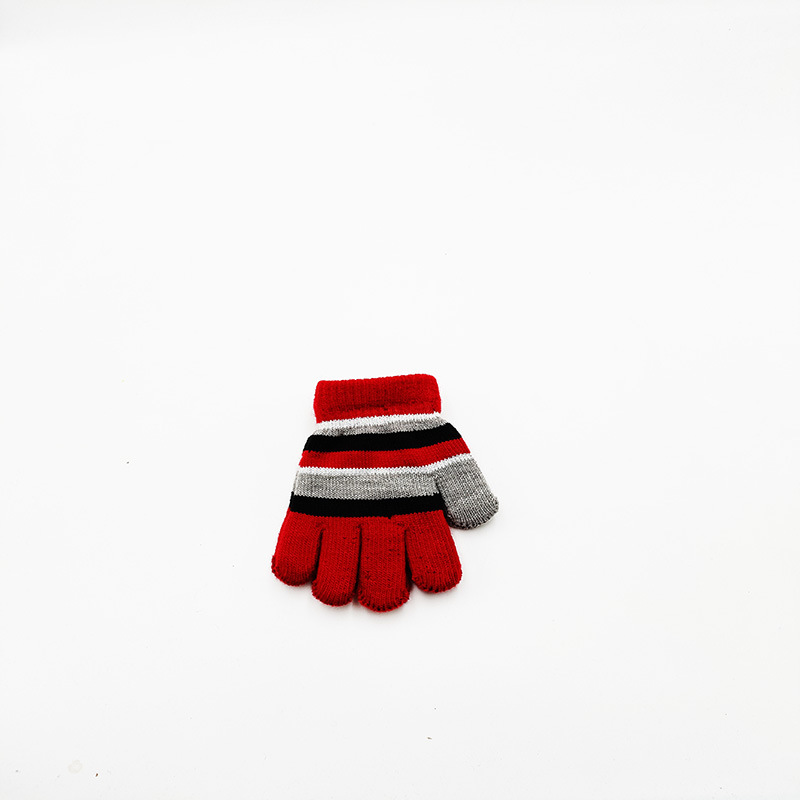 Picture of Cross-border e-commerce outdoor striped double-layer thick new warm gloves children's children manufacturers small batch of autumn and winter Korean version