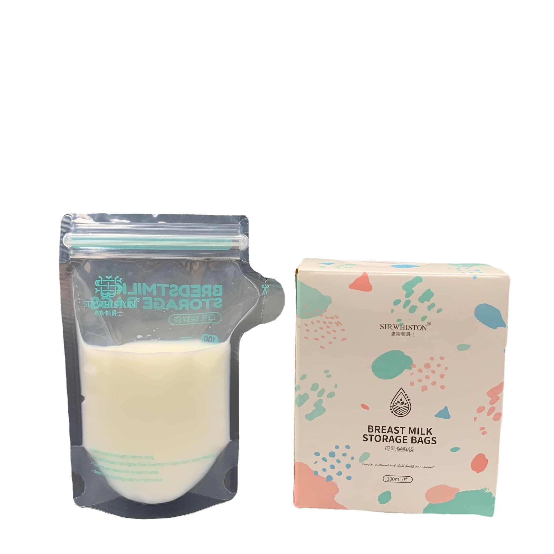 Picture of Oem Customized Disposable Side Spout Breast Milk Bag 100k Level Dust-Free Workshop 100ml Imitation Spout Standing Milk Storage Bag