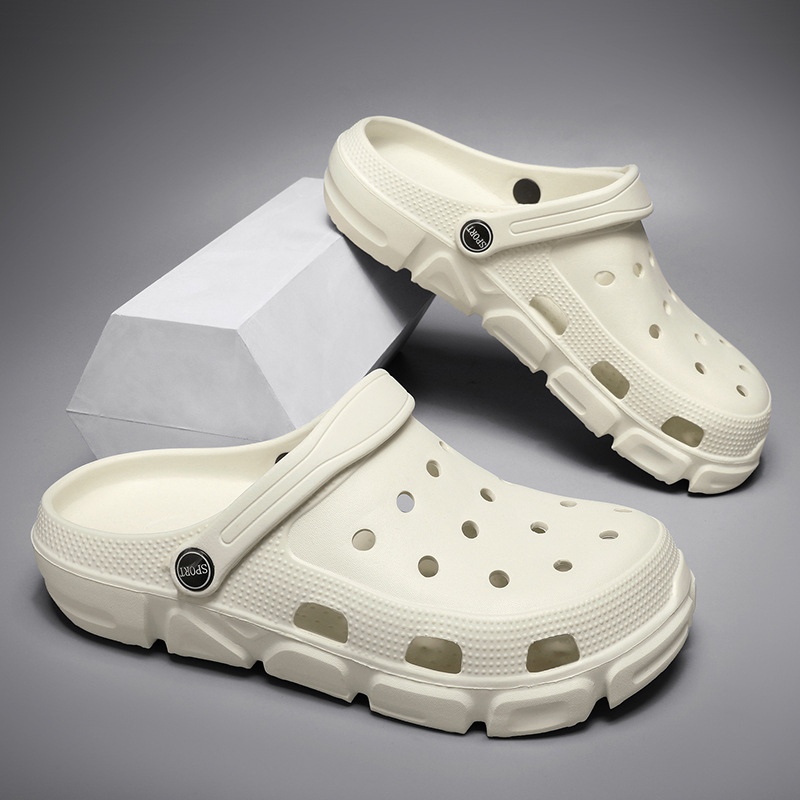 Summer New Solid Color Simple Hole Shoes Home Outdoor Two-Wear Casual Shoes Youth Hollow Breathable Lazy Shoes