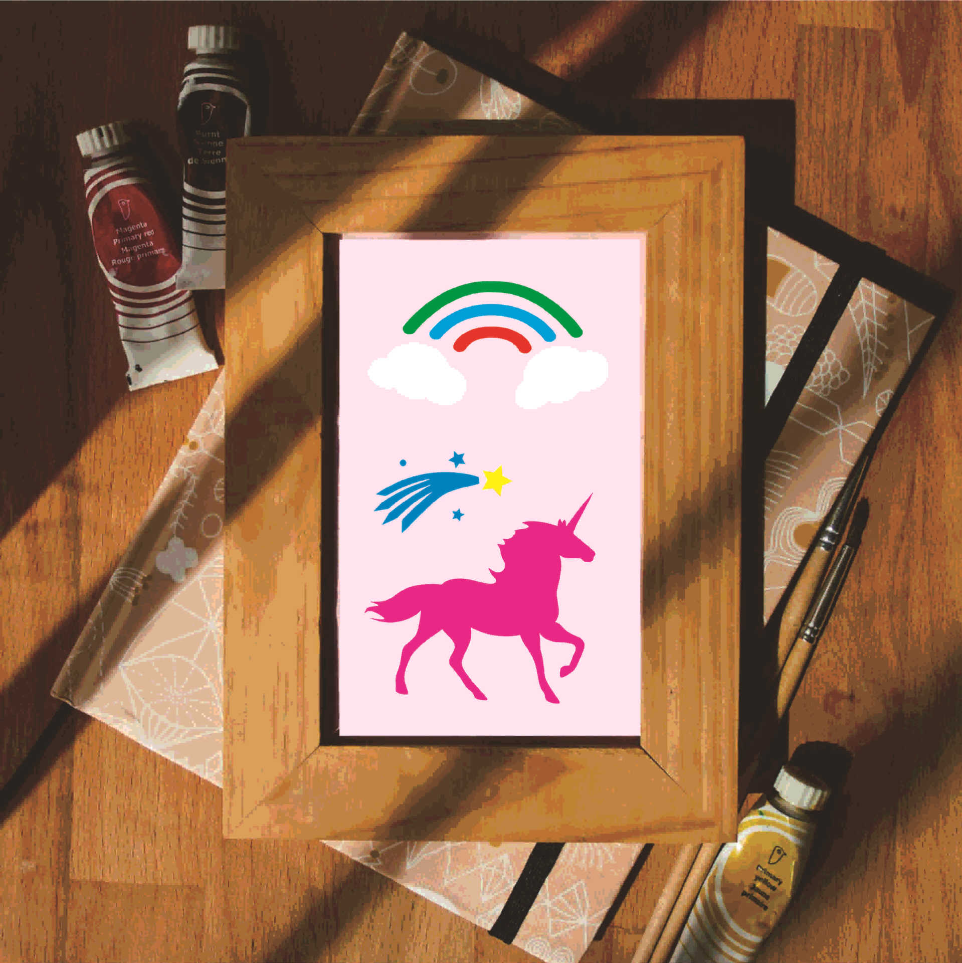 Picture of Unicorn pattern hollow template painting template Dream Catcher Net elf unicorn cross-border diy hollow ruler