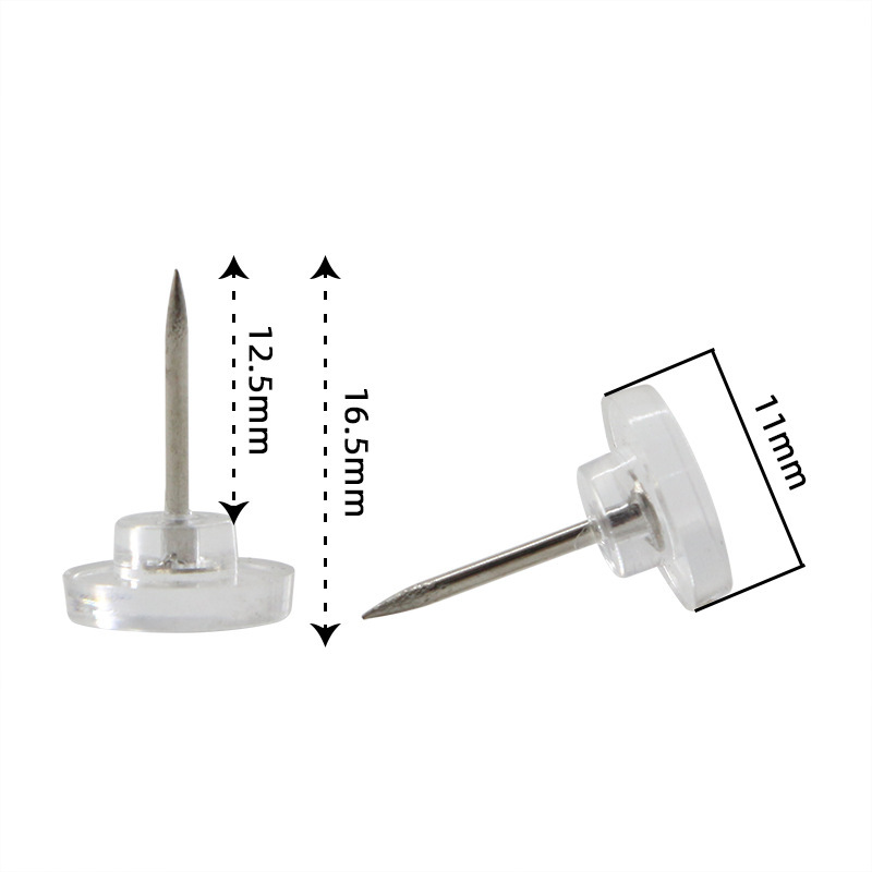 Picture of Wholesale Transparent White Black Round Flat Head Thumbtacks for Home Fixing, Office Cultural Wall Decoration Push Pins