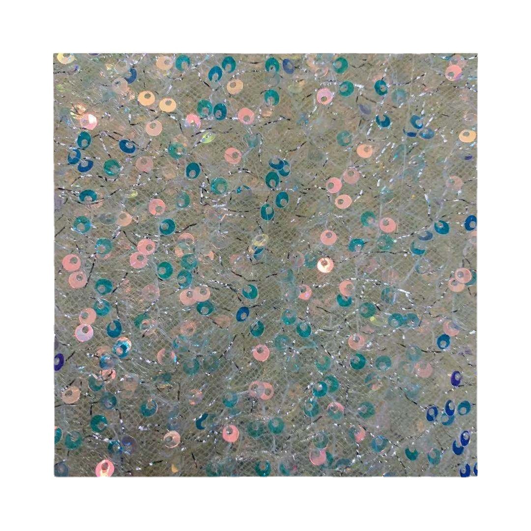 Picture of 3mm partial hole double mesh gold and silver silk gradient sequin embroidered fabric sequin fabric fashion women's children's clothing accessories