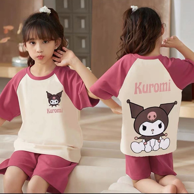 Picture of New Style Pajamas for Girls Summer Thin Air Conditioning Home Clothes for Girls 2024 New Style Short Sleeve Suit for Summer Outer Wear
