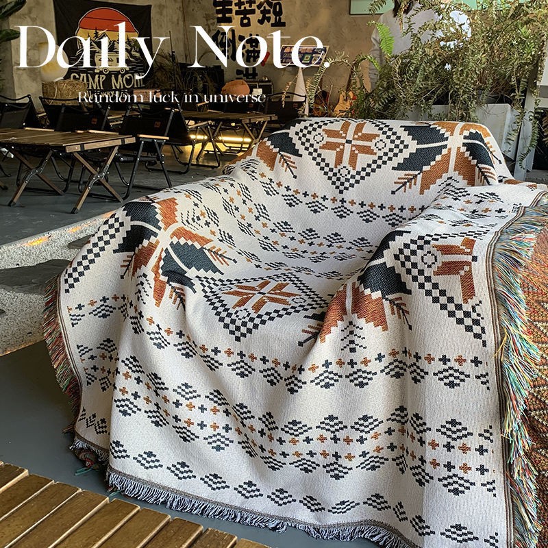 Vintage American-Style Ins Cotton Single Sofa Cover, One-Piece Full Cover Blanket, Bohemian Decoration