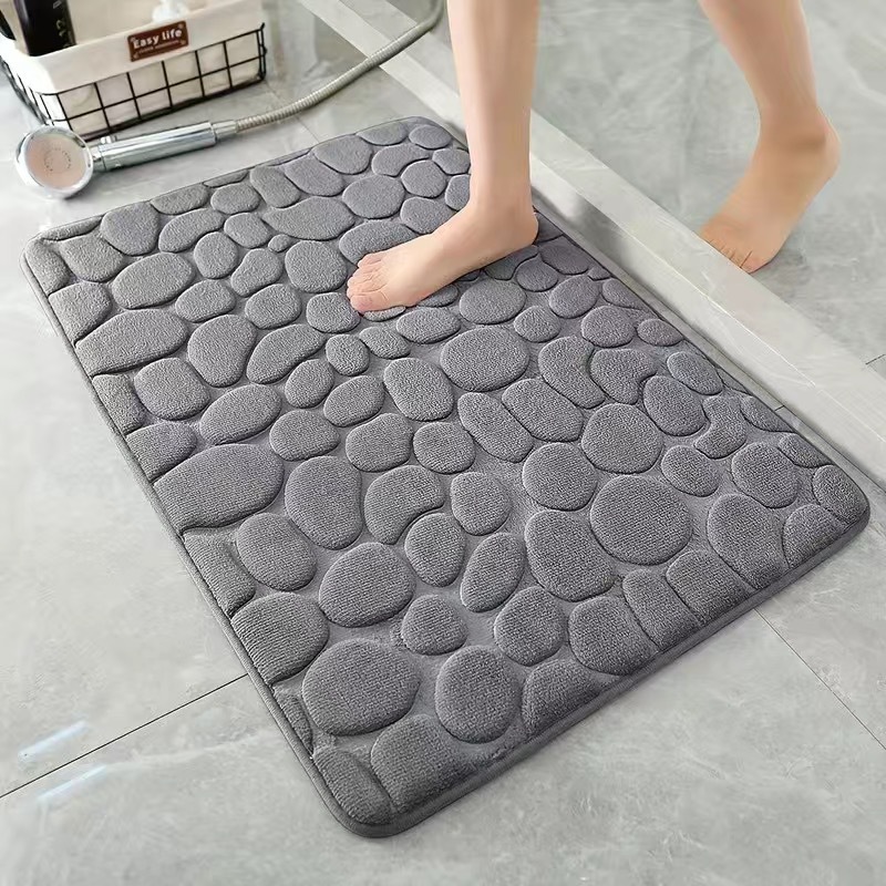 temu small stone embossed floor mat toilet anti-slip absorbent floor mat stain-resistant bathroom anti-slip mat pebble floor mat