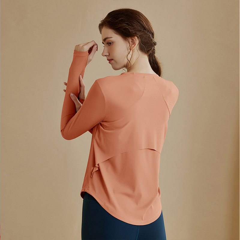 Loose Long-sleeved T-shirt Running Breathable Sports Blouse Quick-drying Yoga Suit Thin Training Fitness Suit Women's Top