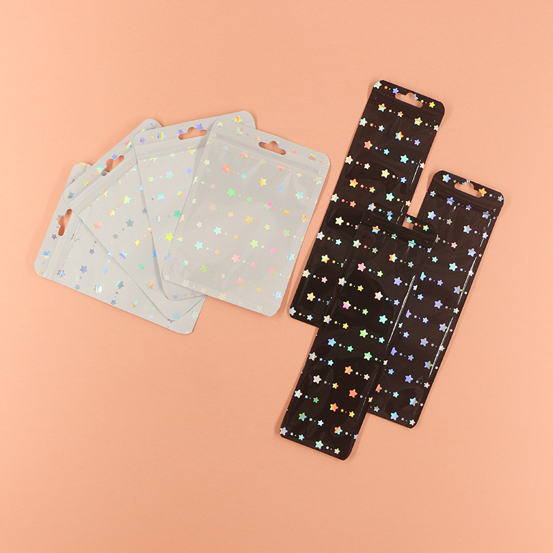 Picture of Small star laser Yin and Yang ziplock bag flash Yin and Yang bone bag color flash sealed bag colorful jewelry packaging bag