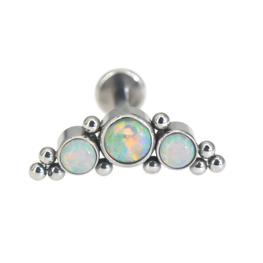 Picture of Stainless steel inlaid Australian jewel crown cartilage piercing ear nail inner tooth 0.9 lip nail ear bone nail piercing jewelry
