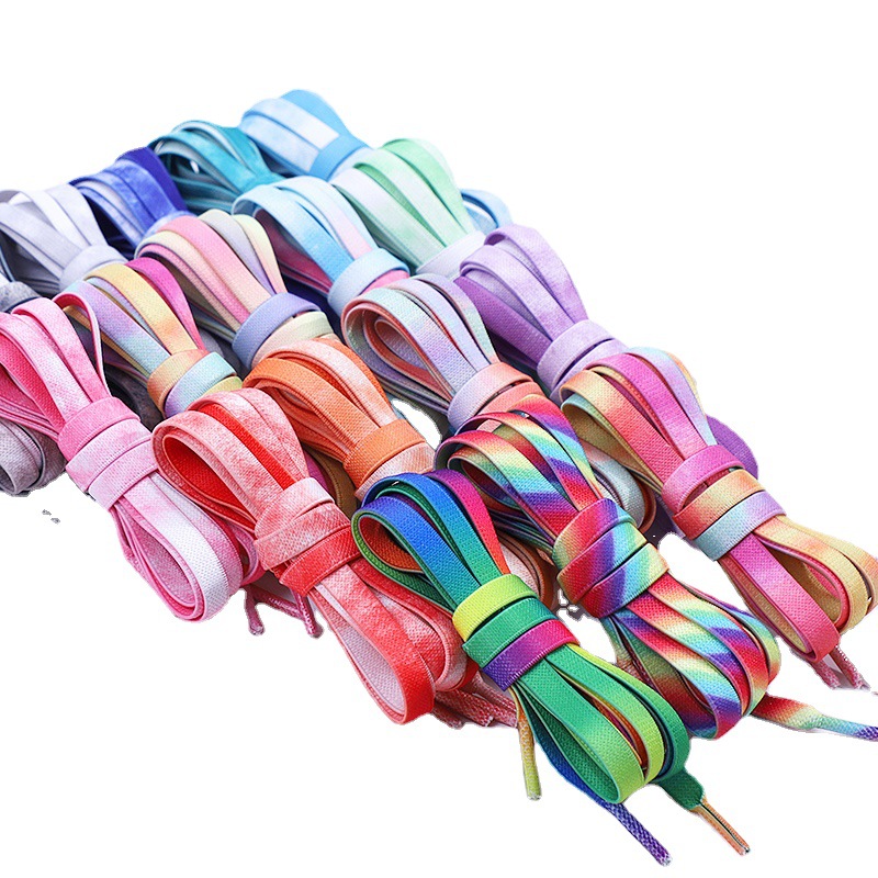 Picture of Widened 8MM Tie-Dye Elastic Tie-Free Shoelace Press Buckle Children's Tie-Free Elastic Step-in White Shoe sneaker