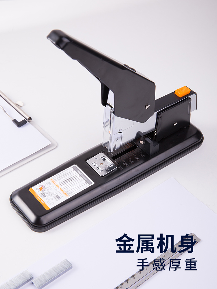 Deli Stapler Large Thickened 100-Page Stapler Labor-Saving Thickened Long Arm Metal Heavy Stapler