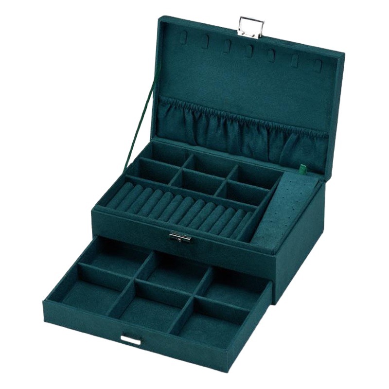 Multi-Layer Velvet Jewelry Box Drawer-Type Storage Box Ring Earrings Jewelry Box Large Capacity Storage Jewelry Box Wholesale