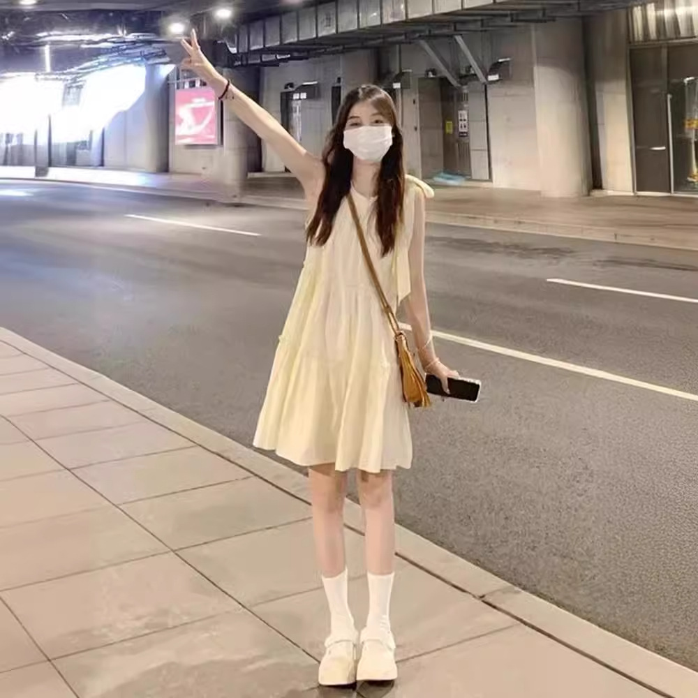 2025 New Small Suspender Sleeveless Halter Dress Women's Summer Seaside Vacation Fairy Beach Dress