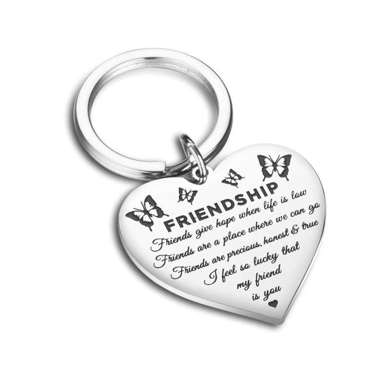 Cross-border new stainless steel necklace heart-shaped pendant keychain Best friends friendship good friend gift