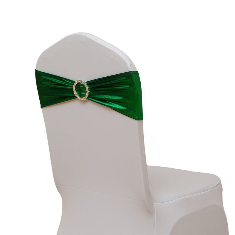 Picture of Casual Hotel Banquet Celebration Wedding Universal Elastic Chair Cover Hot Stamping Straps Decorative Bow Chair Back Flower