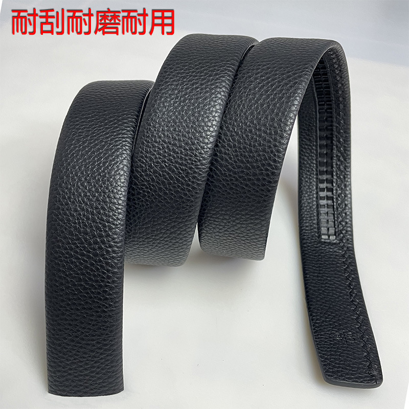 3.5 Automatic buckle men's leather belt imitation top layer cowhide litchi pattern wear-resistant scratch-resistant whole leather trim youth belt