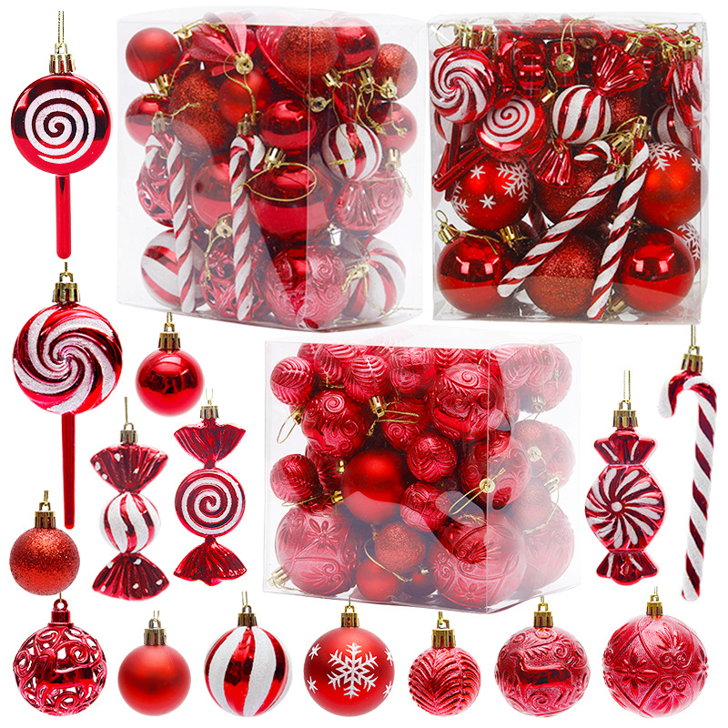 Amazon New Christmas Christmas Ball Package Crutch Candy Lollipop Christmas Decoration Painted Pendant Pendant