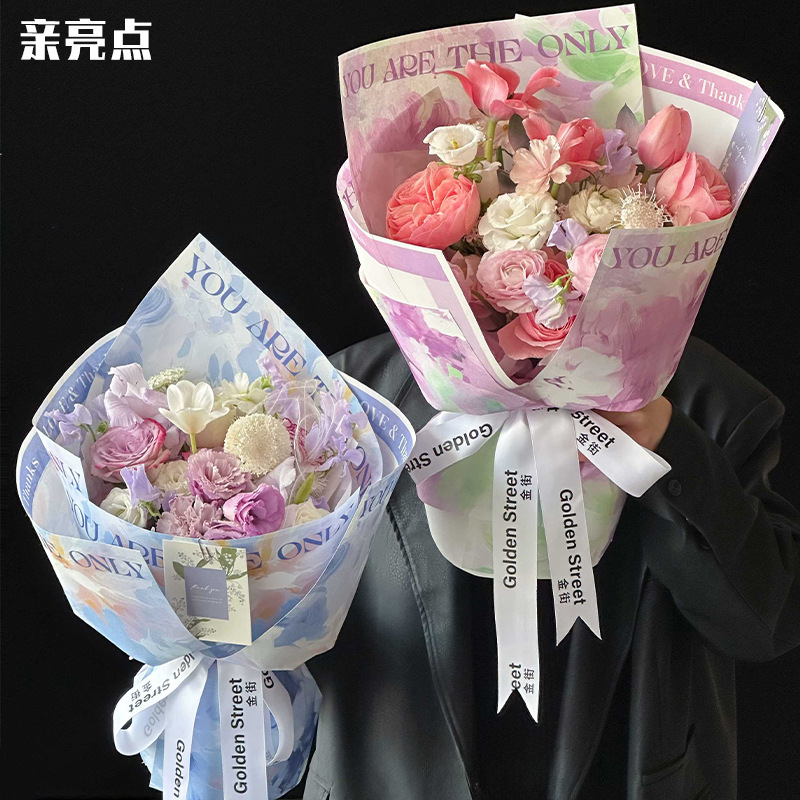 Mother's Day Spring Rhyme Dopamine Flower Wrapping Paper Thickened Fenghua Paper Rose Bouquet Wrapping Paper Art Paper Flower Art Paper