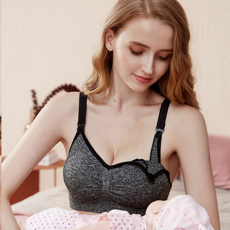 Picture of Cross-border exclusive for large size postpartum pregnant women without steel ring front opening buckle nursing bra feeding gathered adjustable underwear women