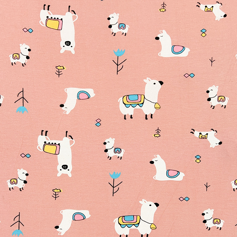 Picture of Lycra Cotton Pull Frame Spandex Jersey Printed Infant Stretch Knitted Cloth Children's Underwear T-Shirt Short-Sleeved Fabric