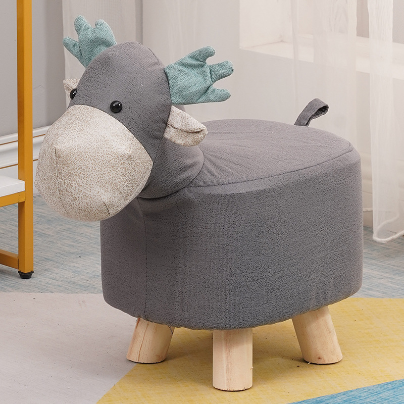 Picture of Elephant Stool children's animal stool solid wood shoe changing stool creative small stool home living room cartoon cute low stool