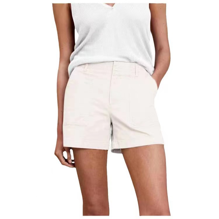 Picture of 2023 Amazon Short Sleeve Fashion Easiest for Match Women's Big Pocket Solid Color Four-Way Stretch Knitted Denim Shorts