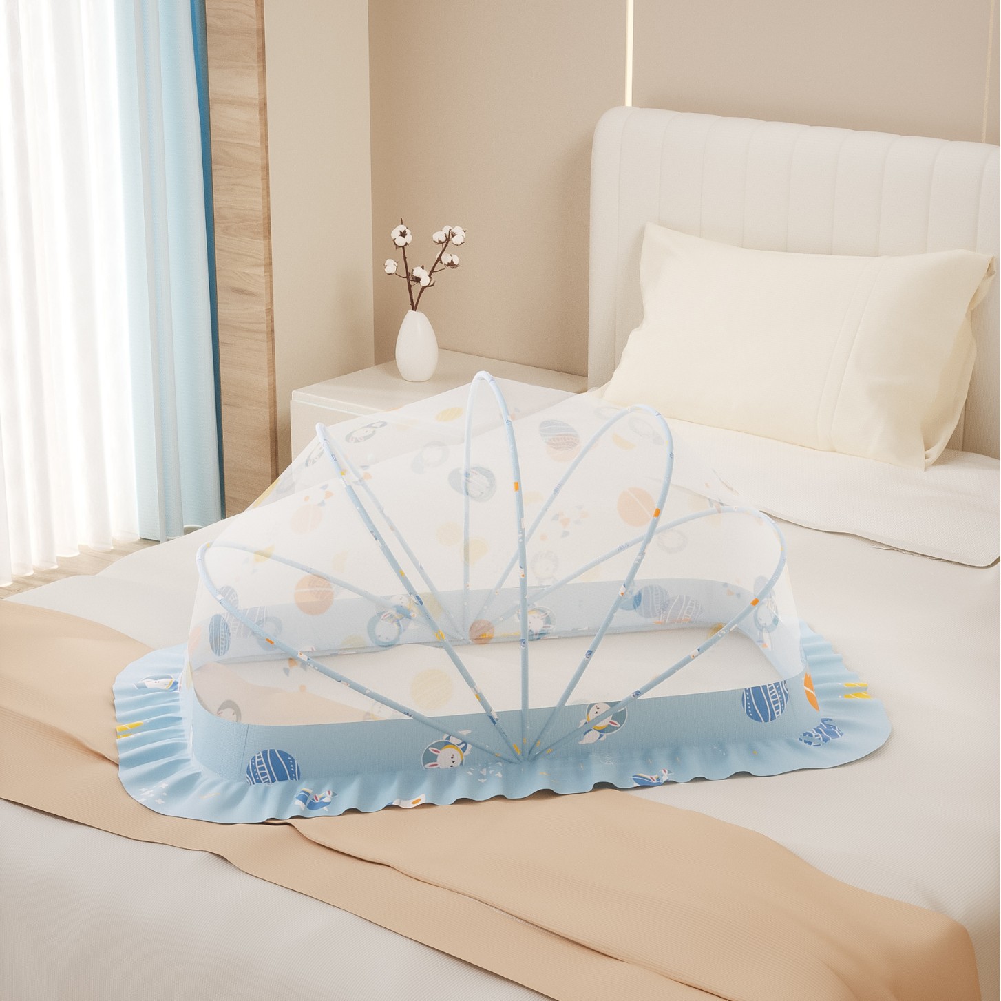 Picture of Baby Mosquito Net, Full-Cover Yurt for Babies, Foldable Universal Crib Mosquito Net for Infants and Toddlers, Light-Blocking