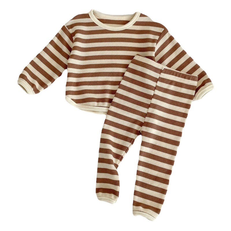 Ins2025 Spring & Fall Infants, Boys and Girls, Chinese Clothing Plaid Round Neck Long-Sleeved Top + Pants Two-Piece Suit