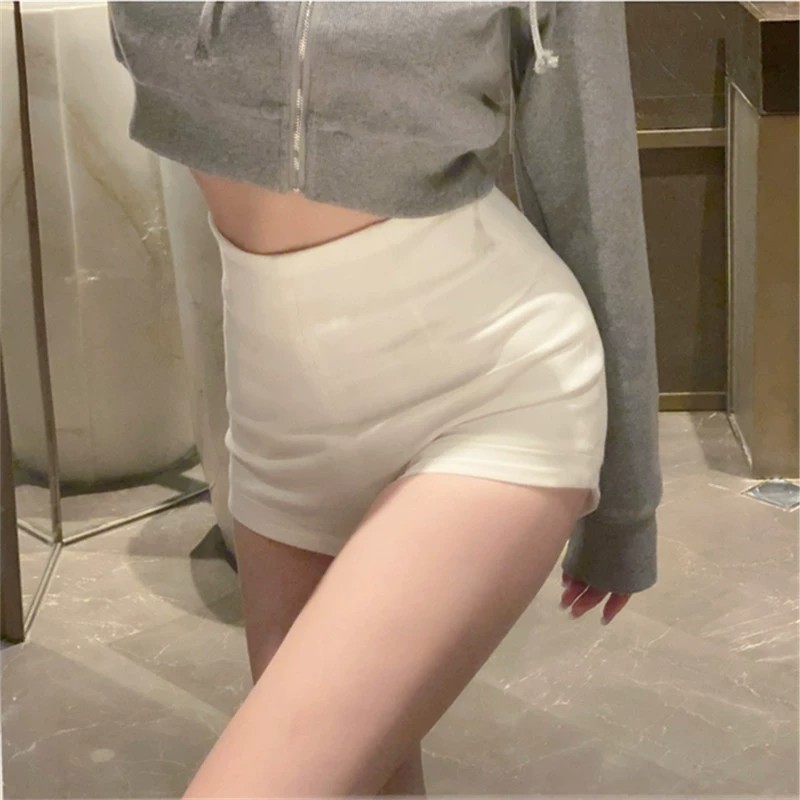 Black Small Shorts Women's High Waist Base Outer Wear 2024 Autumn and Winter New A- word Tight Casual Slim Hot Pants