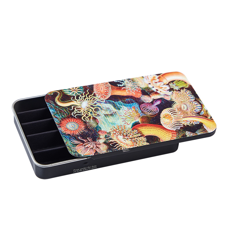 Picture of Children's Lock Iron Box Metal Push-pull Hemp Iron Box Cigarette Wire Drawer Storage Box Press Lock Anti-opening Slide Cover Box