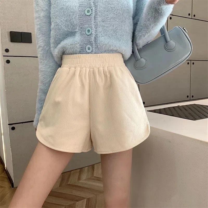New Long Boots Corduroy Shorts for Women in Autumn and Winter High-Waisted Slimming Look A-Line Pants for Small People to Wear as Outerwear Leggings Boot Pants