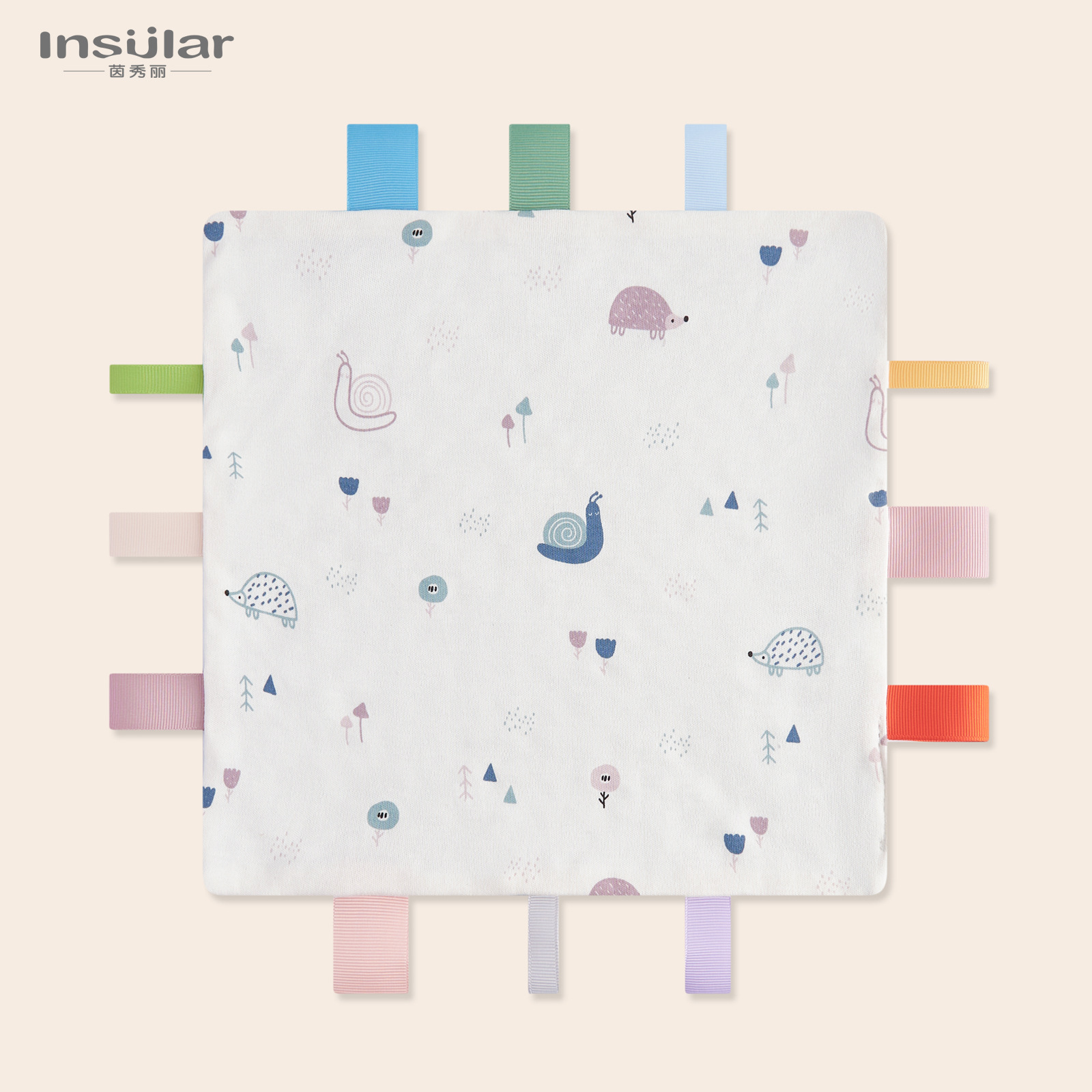 Picture of Yinmei baby beanie label cartoon soothing towel newborn beanie handkerchief baby sleeping soothing towel doll