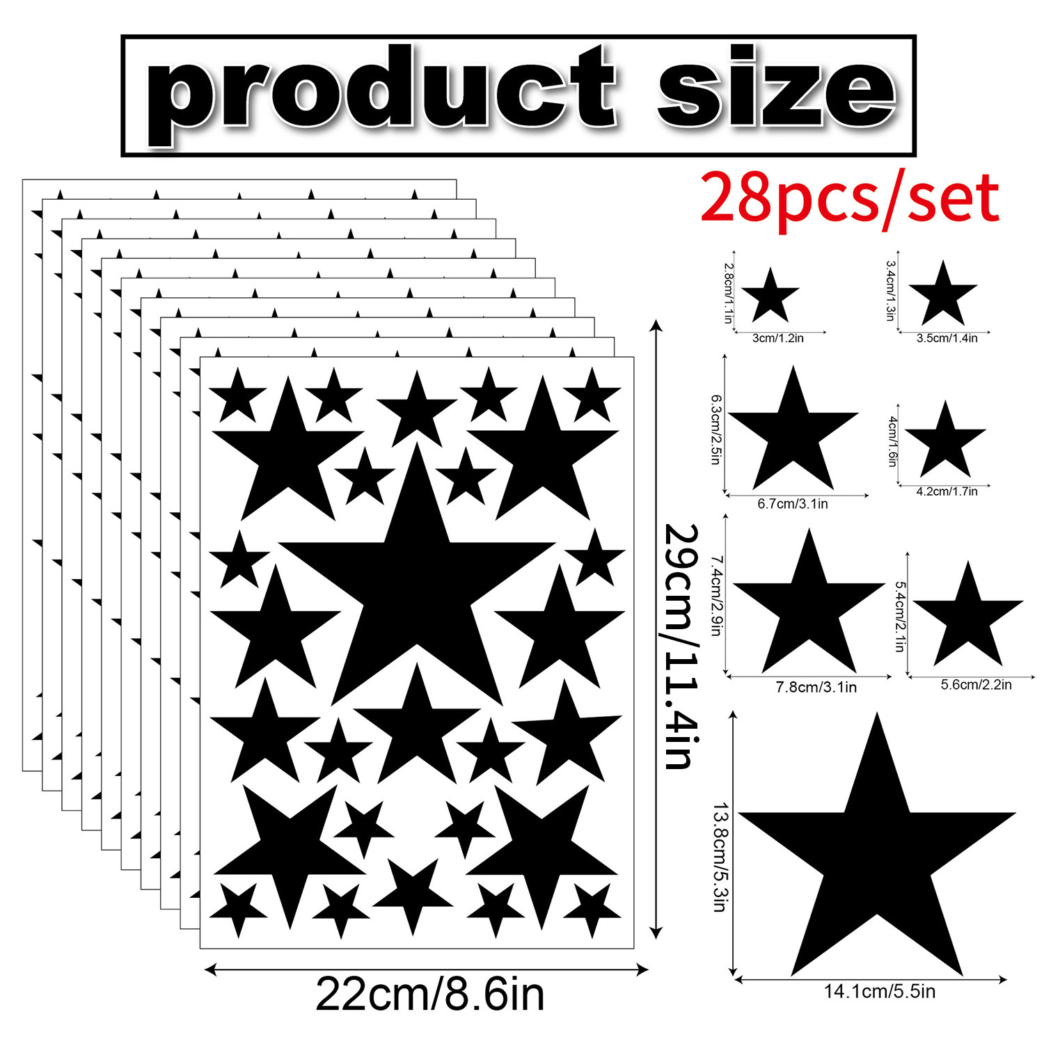 Picture of Cross-border Amazon Foreign Trade Cow Spotted Pattern Wall Stickers Black Geometric Stars Bedroom Home Decoration Wall Stickers