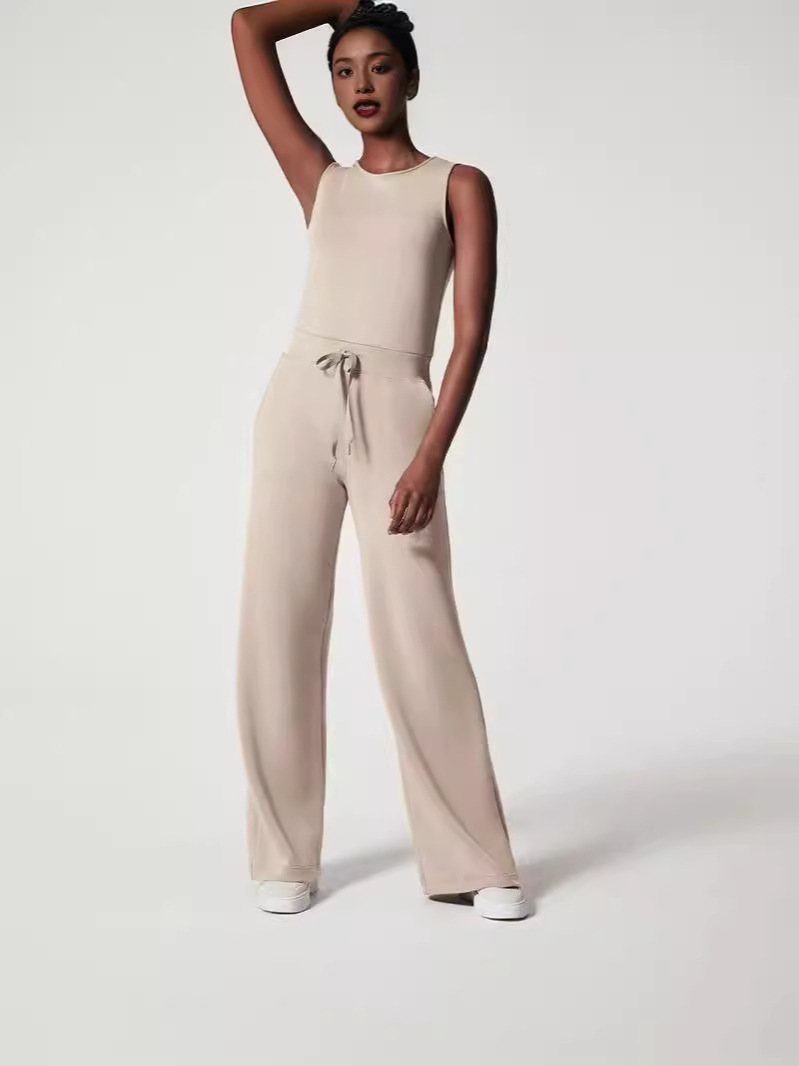 2023 Spring and Summer New Versatile European and American Fashion Slim Casual Women's Sleeveless Pure Color Work Clothing Pants Jumpsuits