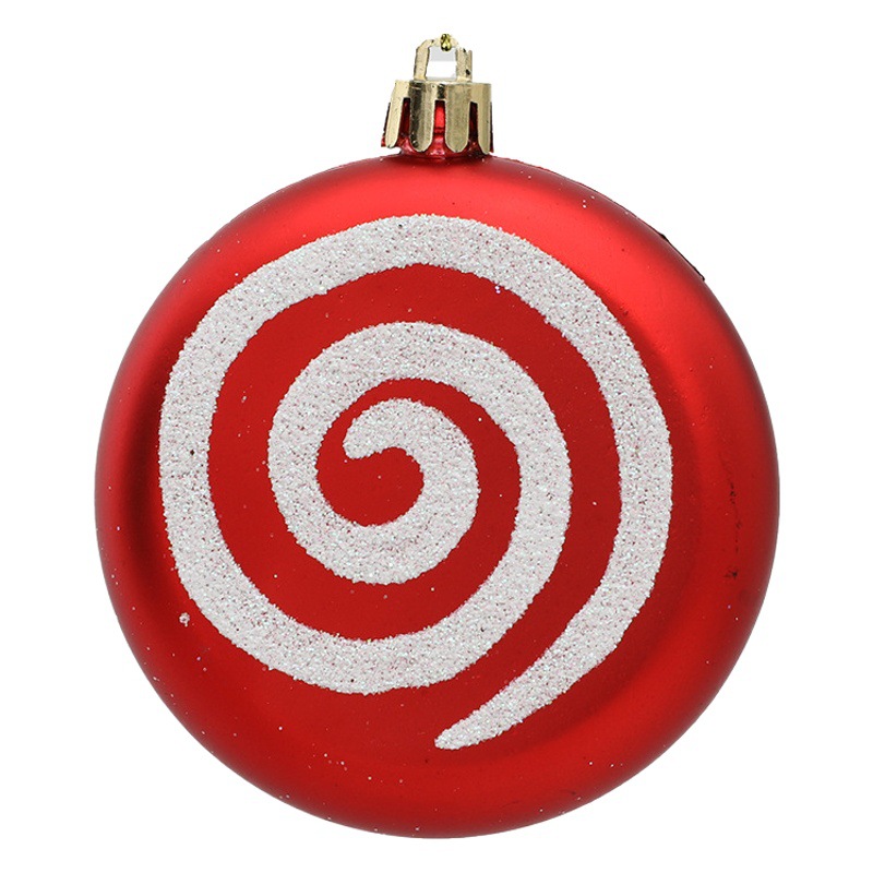 Electroplated plastic painted ball candy hanging ball props Christmas round cake flat decorative pendant Christmas tree ornaments