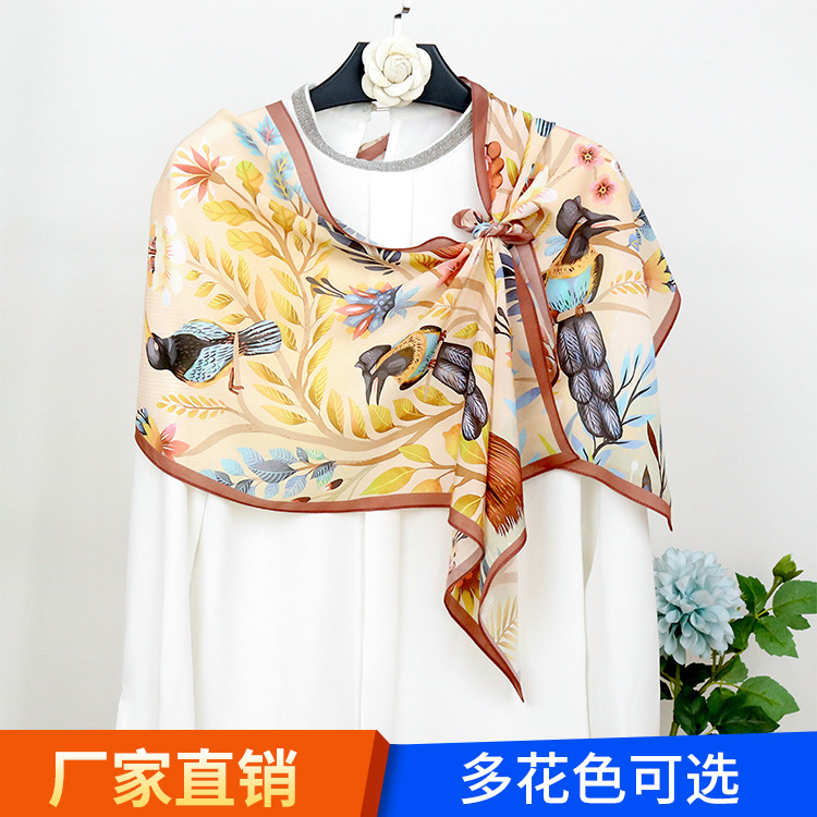 High-end Crepe de Chine Silk Long Scarf Women's Trendy Light Luxury Elegant Good-fit Silk Scarf Hangzhou Silk Wholesale Multi-color