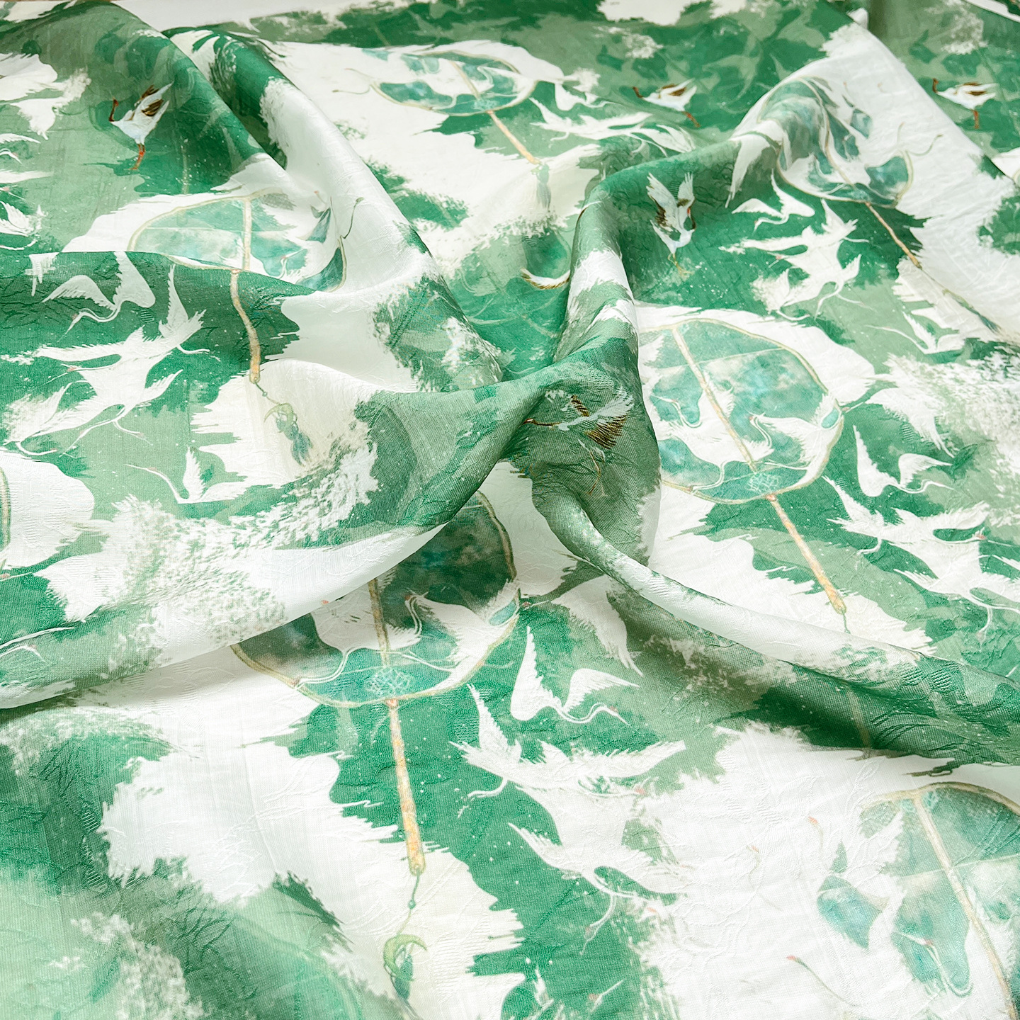 New Chinese Style National Style Qingpu Yu He Tencel Jacquard Fabric Hanfu Cheongsam dress Fabric One-meter Price