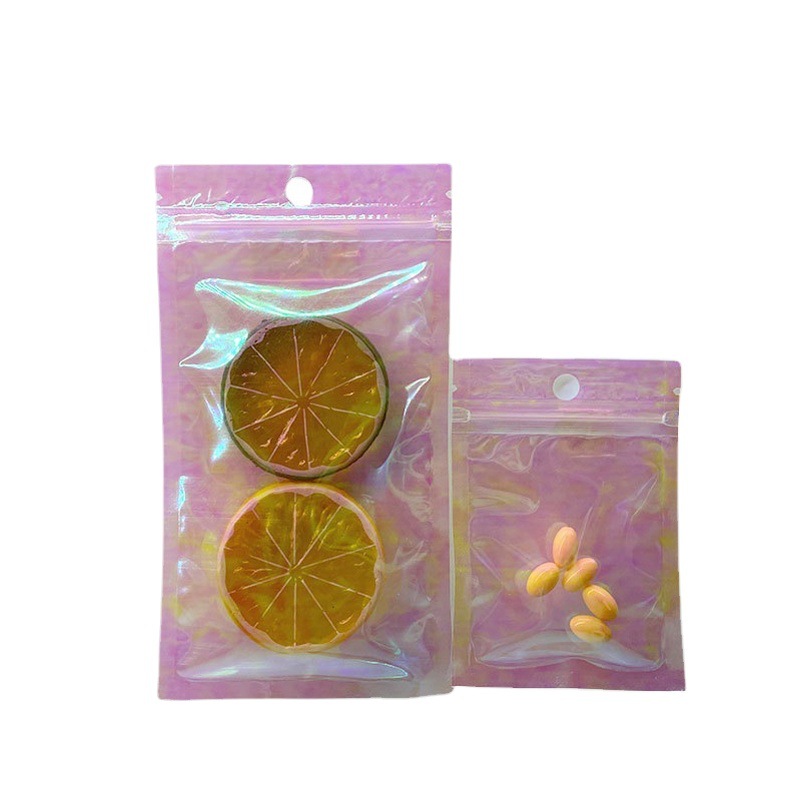 Picture of Rainbow laser transparent self-sealing bag Jewelry earrings packaging Bag Magic color sealing mouth bone bag color-changing plastic bag