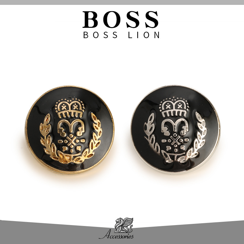Factory in stock Suit Coat Coat Coat Coat Button Point Paint Clothing Accessories Metal Button Crown Wheat Ear Round Button