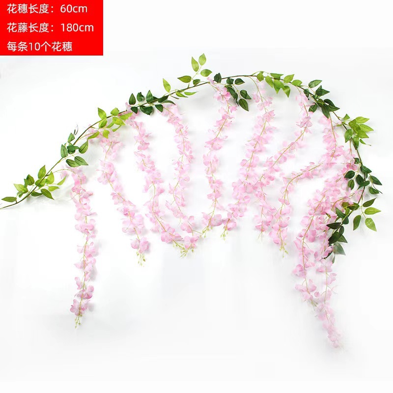 Picture of Simulation wisteria flower false Flower Vine decorative flower winding hanging flower plastic flower Vine string flower plant pipe shading flower