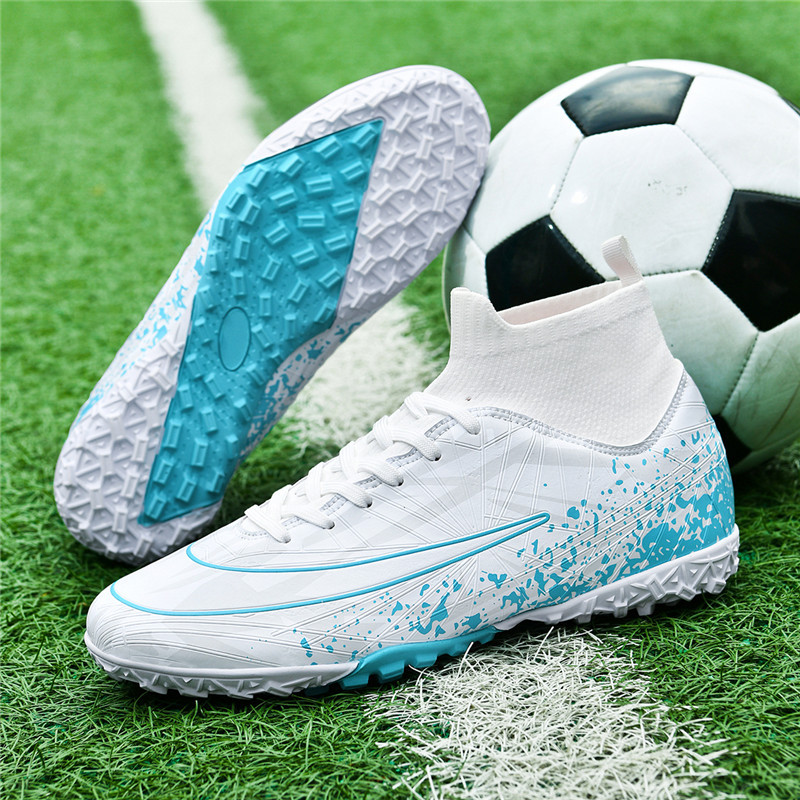 New high top football shoes broken nails TF men and women AG spikes adult children students artificial grass training shoes wholesale