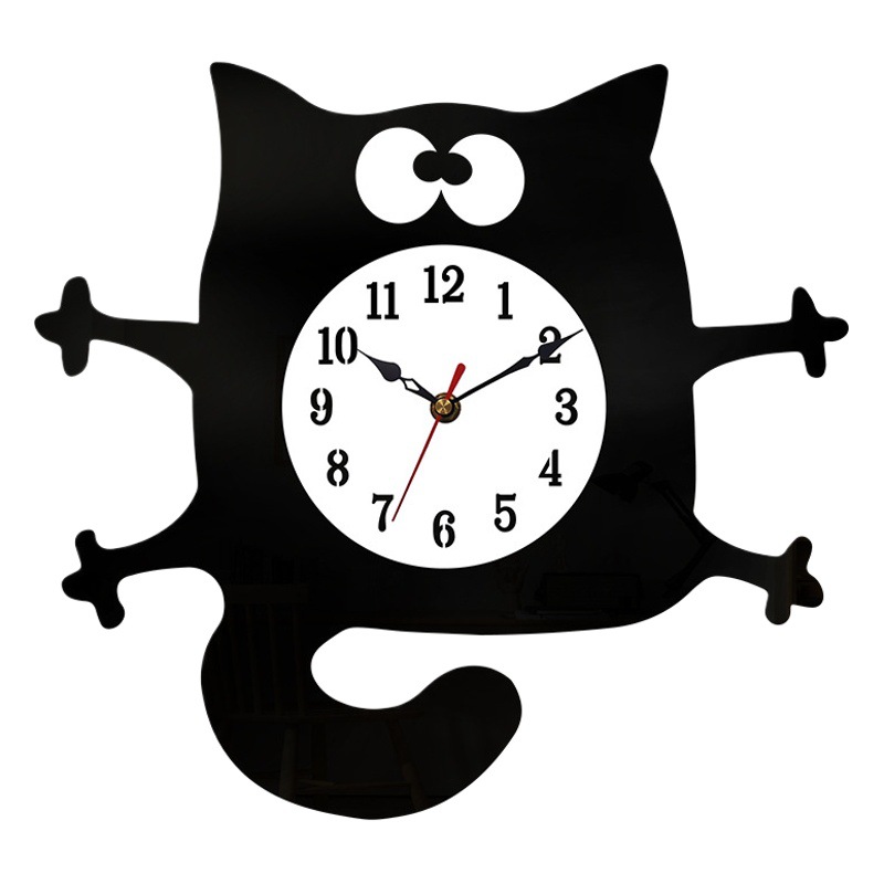 Cute cartoon cat creative wall clock living room children's room home decoration wall clock mute walking time shock Cat clock