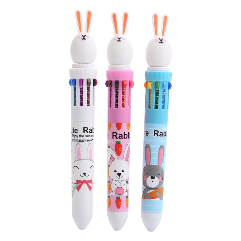 Cartoon ten color ballpoint pen high color value cute color hand account pen painting graffiti multicolor pen student stationery 